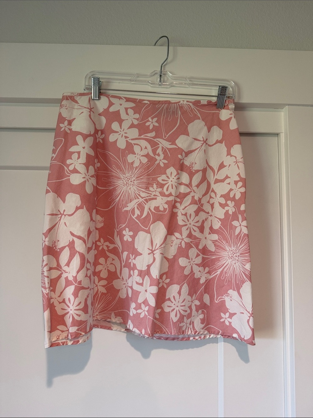 Pink Floral Mini Skirt with White Print